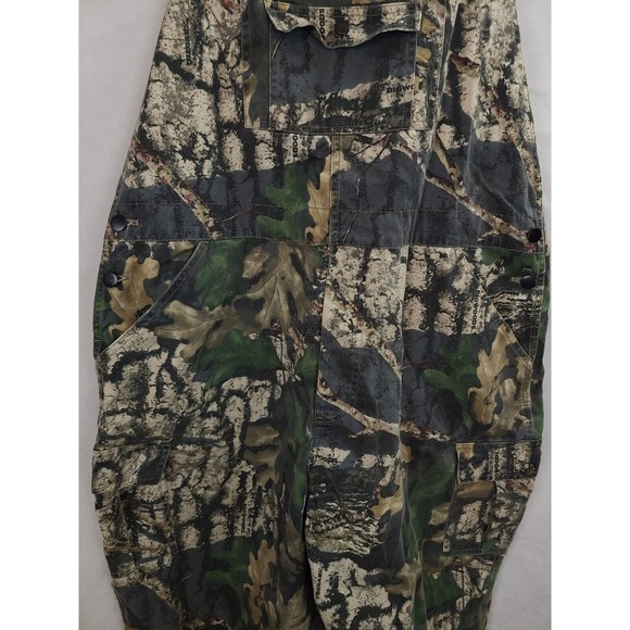 Trebark Bigwoods Men's (XL) Brown, Green Camo Hunting Cargo Bib Overalls - Picture 3 of 13